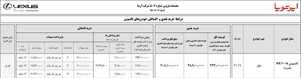  فروش اقساطی لکسوسh300 با 110 میلیون 